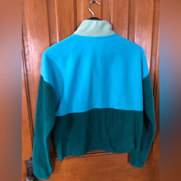 Women's Teal and Green Colourblock Fleece - Picture 3 of 10